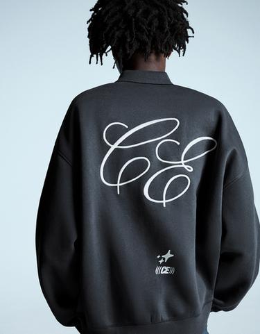 Plush polo shirt with print