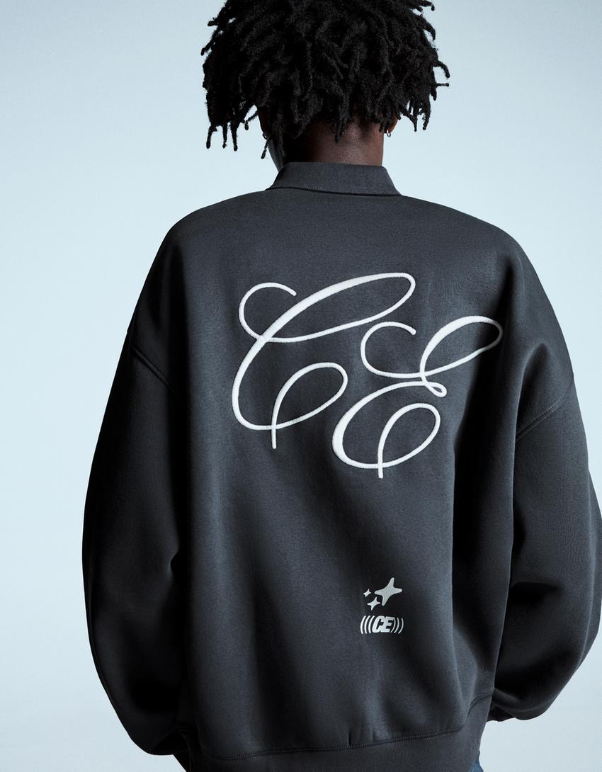 Polo felpa estampado-Azul