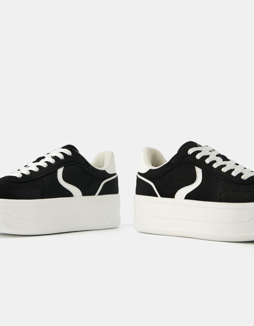 حذاء رياضي بنعل عال متباين-أسود