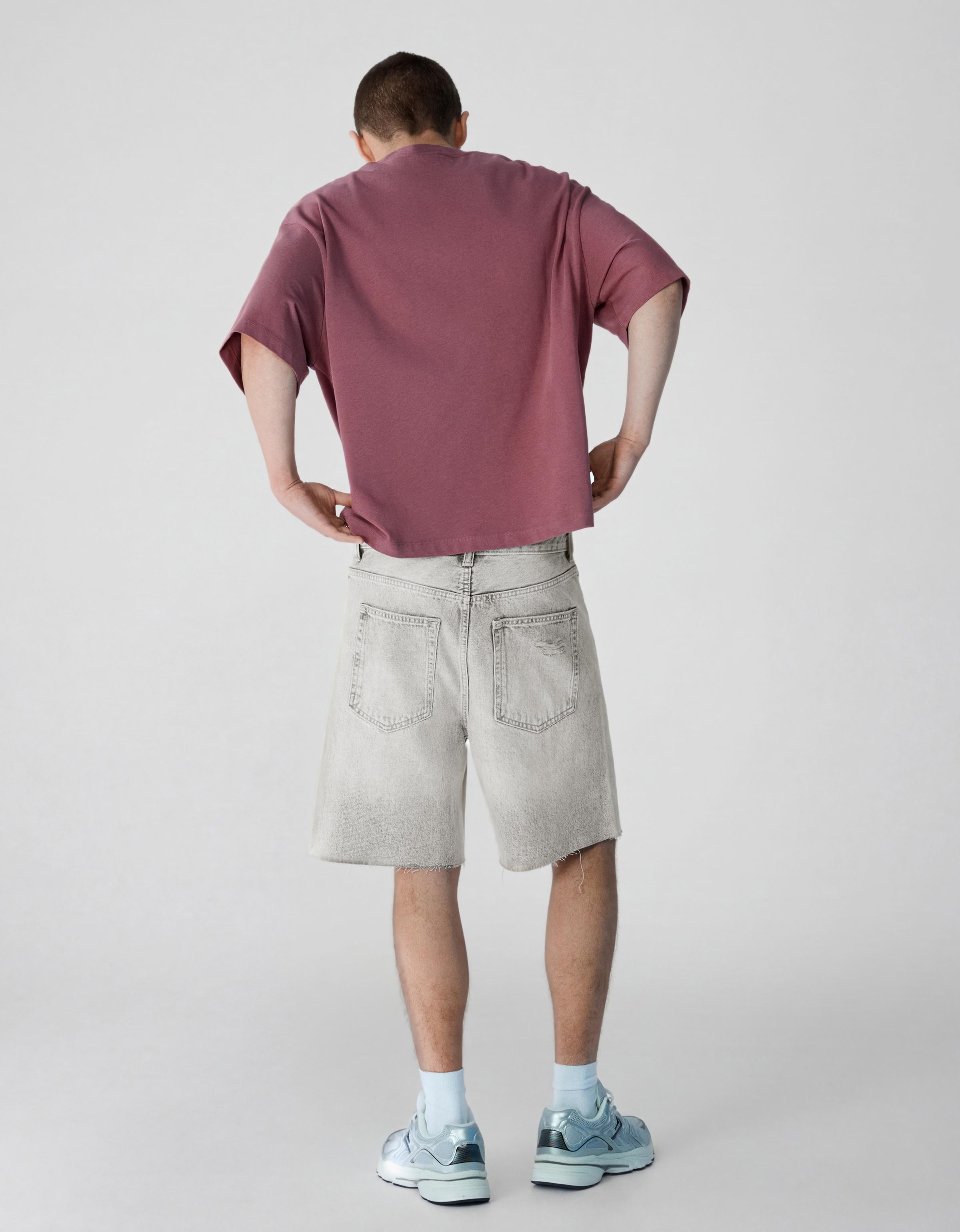 Ripped denim Bermuda shorts — Grey
