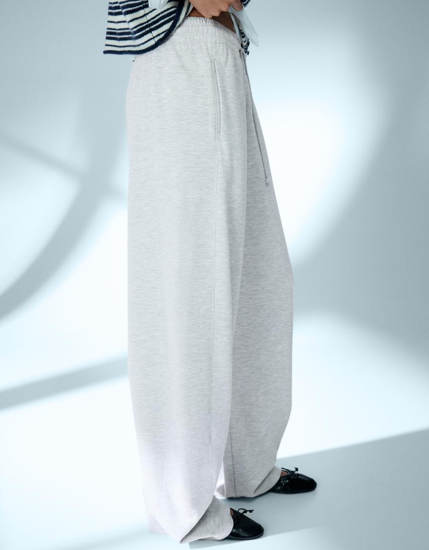 Plush barrel trousers-Grey
