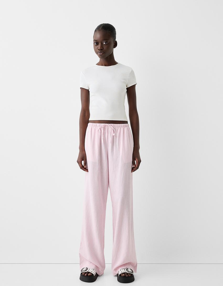 Kısa kollu bisiklet yaka t-shirt-Kirli beyaz-4