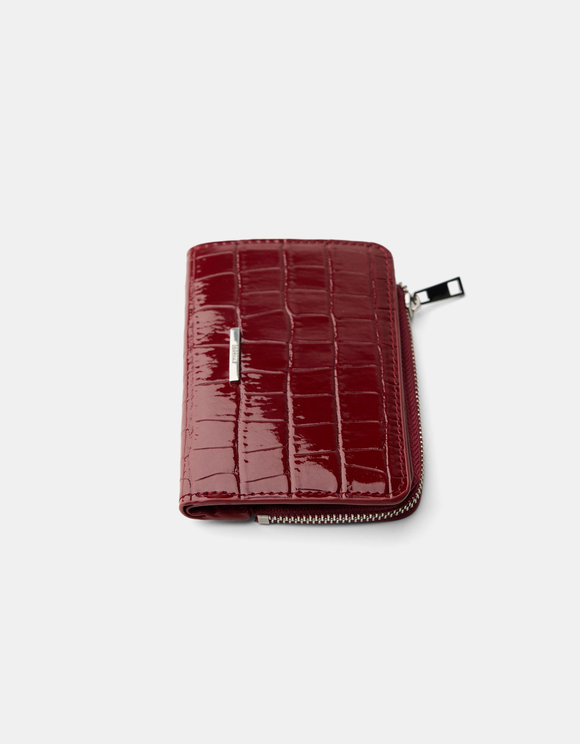 Textured zip purse — Burgundy