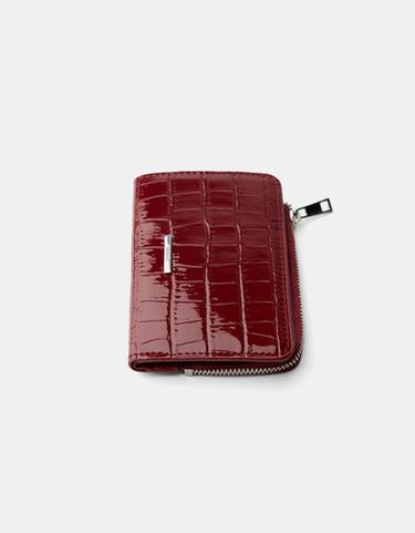 Textured zip purse — Burgundy 5