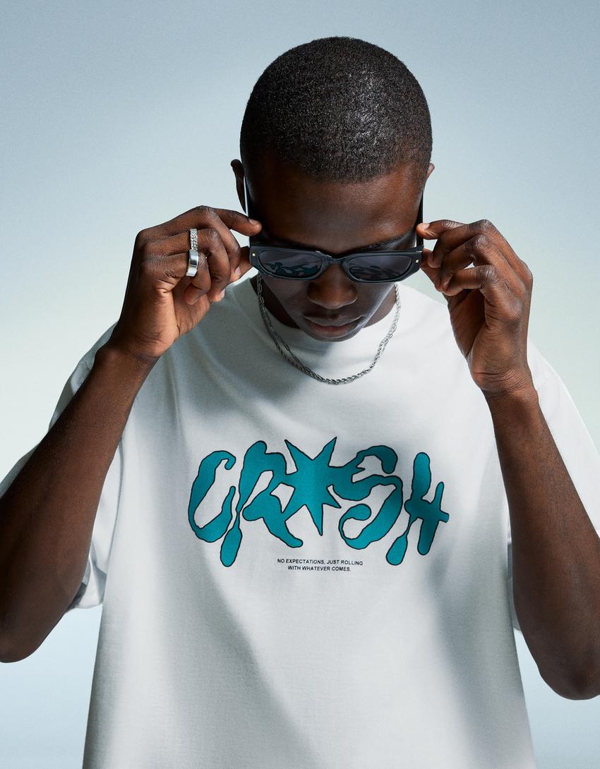 T-shirt manches courtes imprimé-Blanc-2