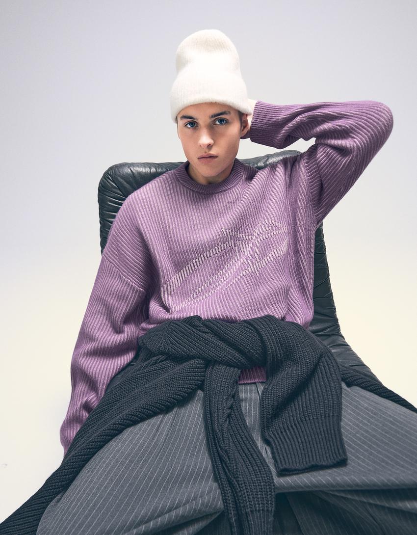 Printed sweater-Violet