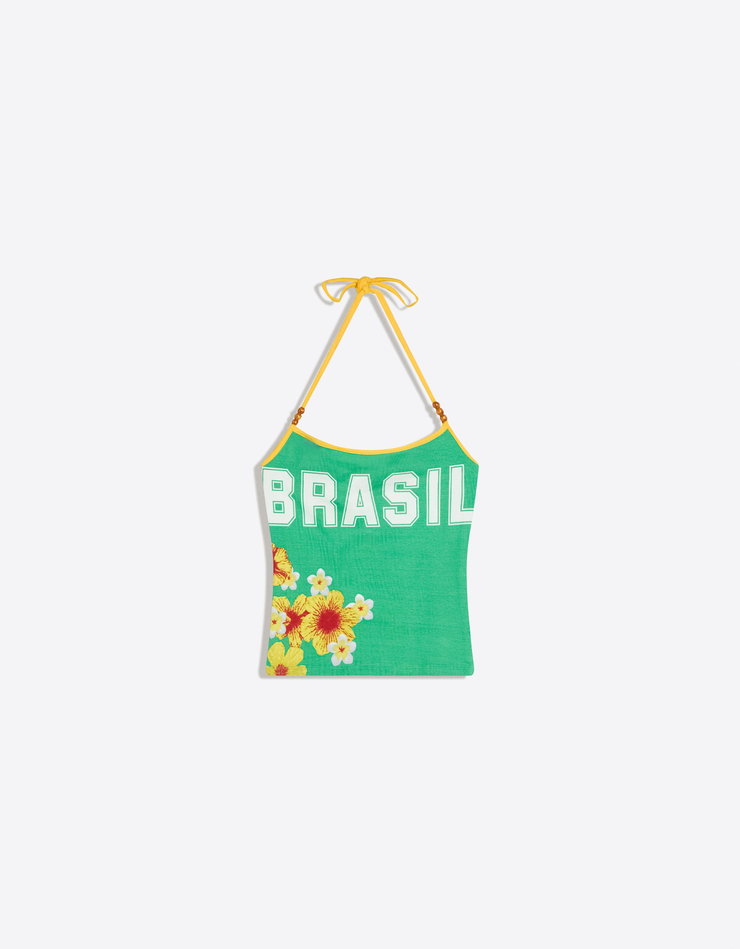 Printed halter top