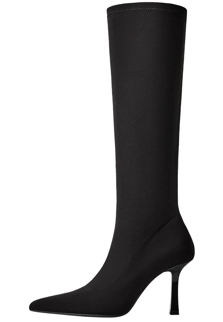 Fitted heeled boots — BLACK