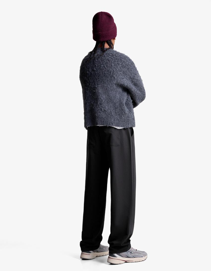 Pantalon straight fit jogger fit tailoring-Noir