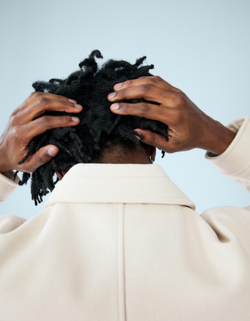 Felt texture zip-up jacket-Stone