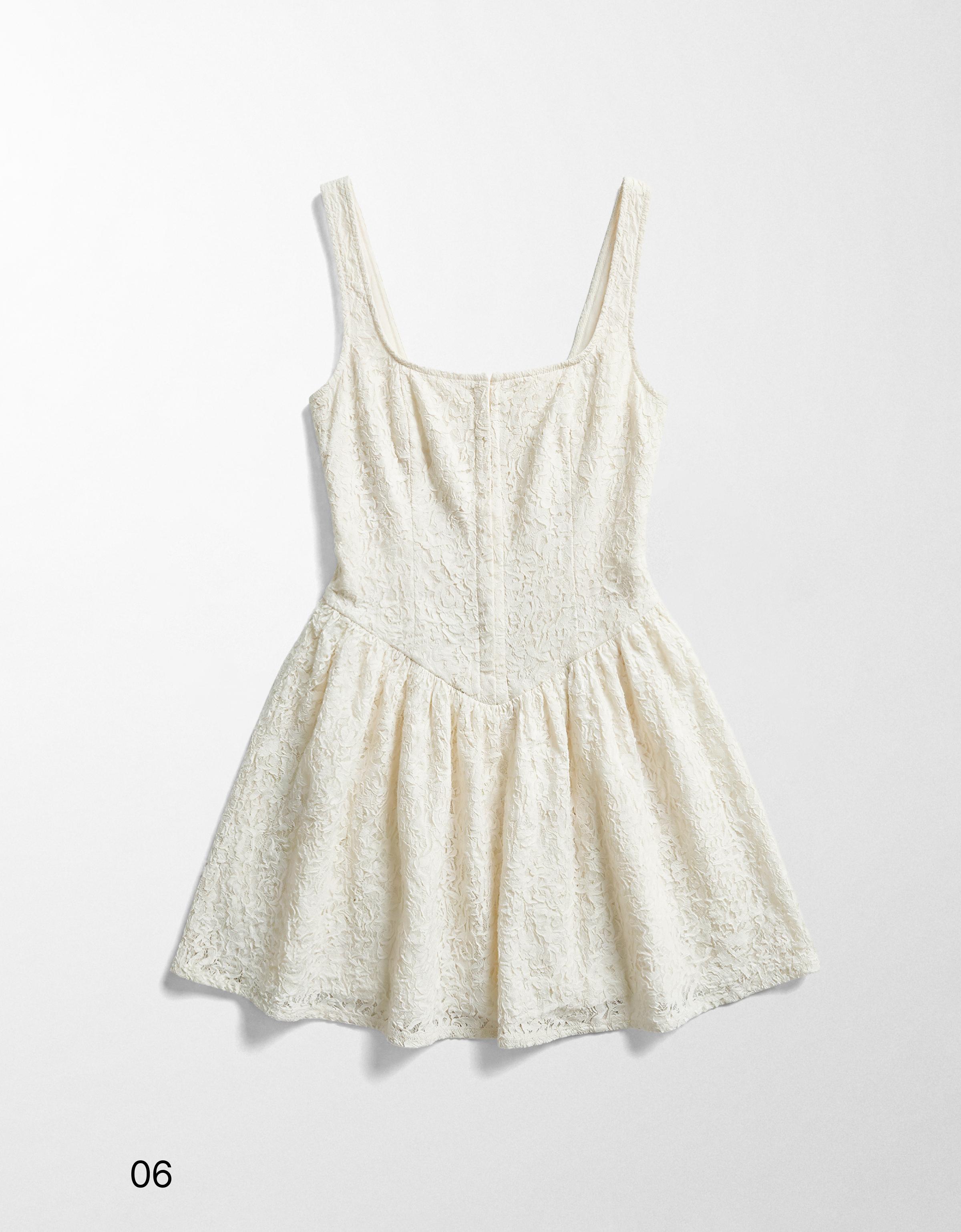 Rustic corset mini dress — Off white