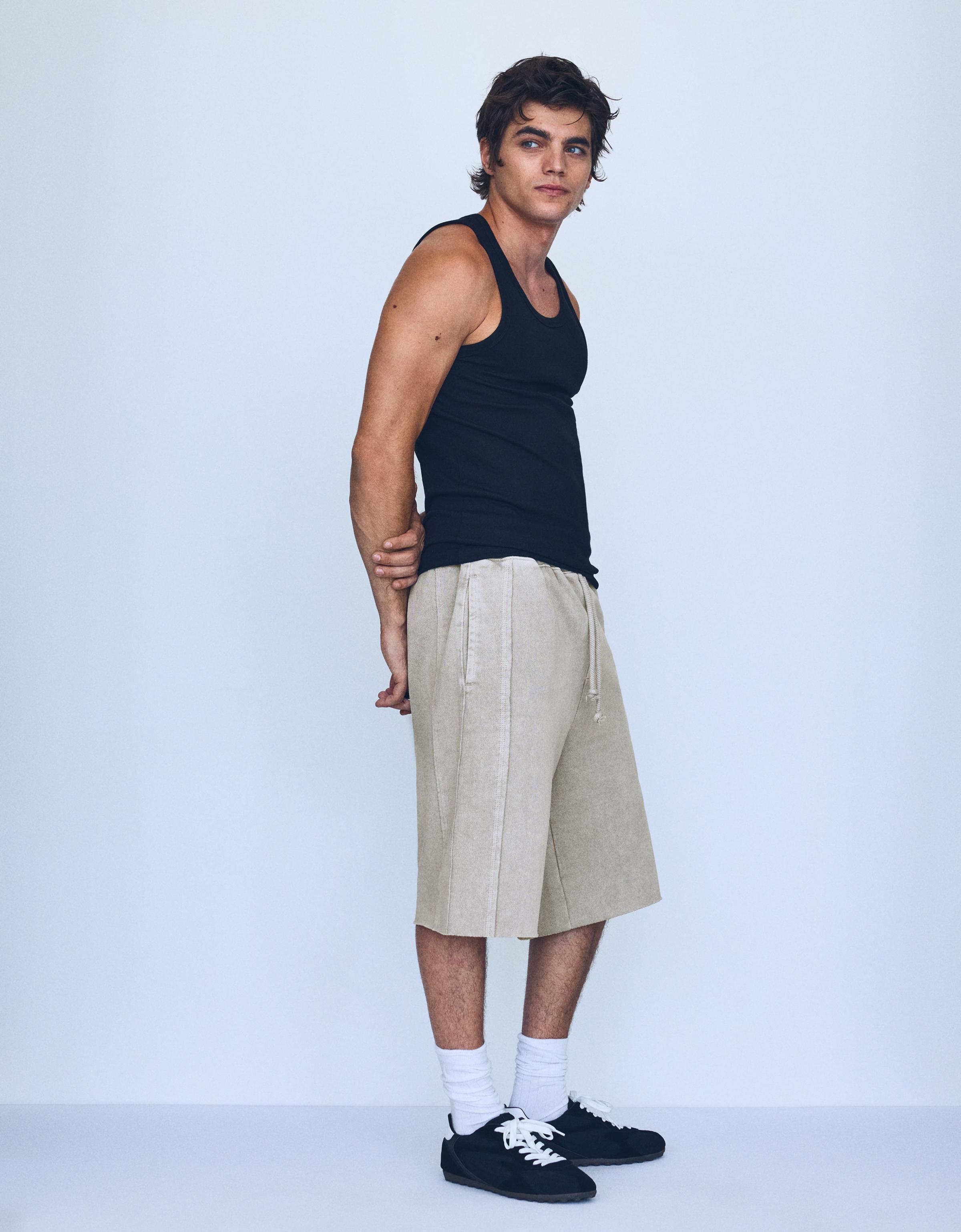 Bershka Bermuda Jort Baggy Hombre Piedra