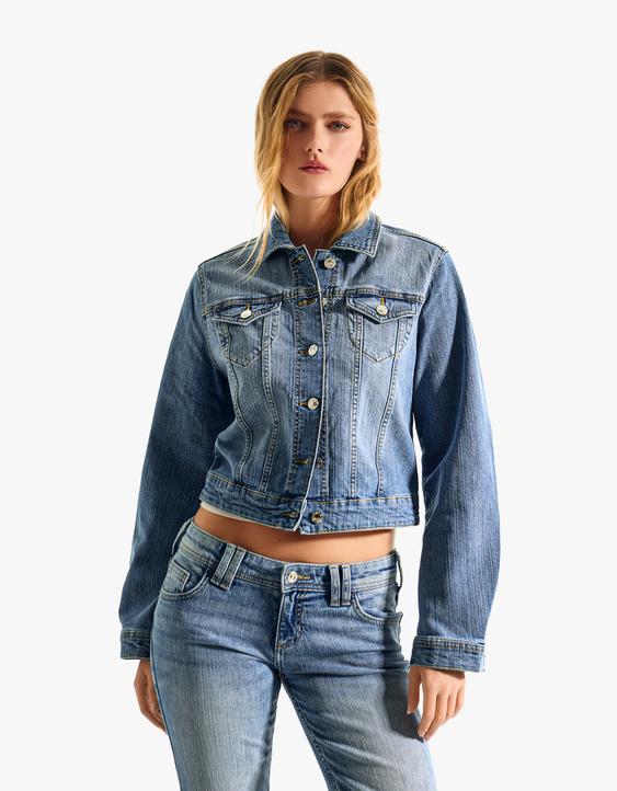 Veste En Jean Bershka Denim Taille L - Bleue - Neuf Avec étiquettes