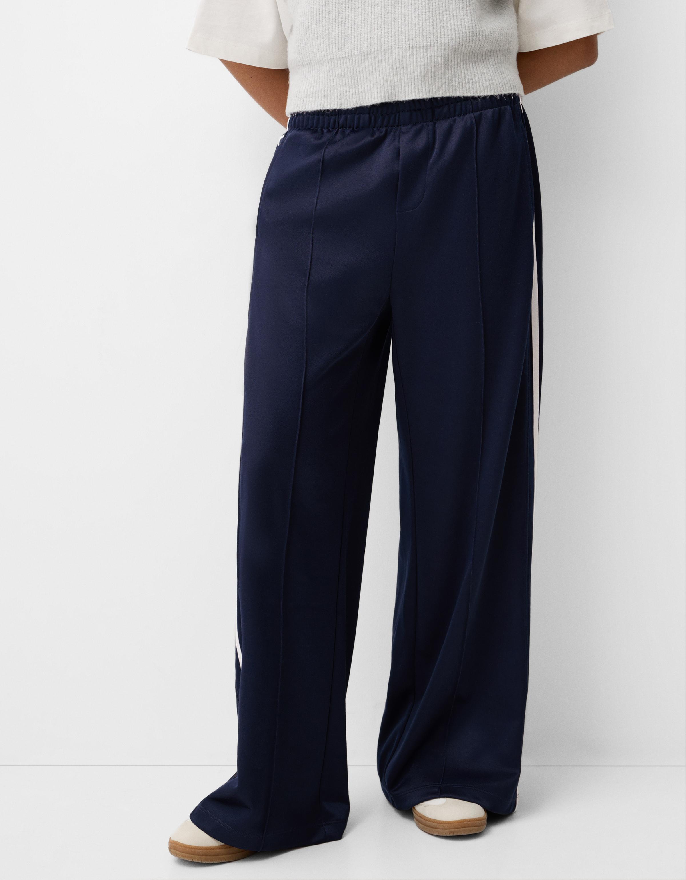 Bershka Hose Mit Seitlichem Streifen Damen L Marinenblau