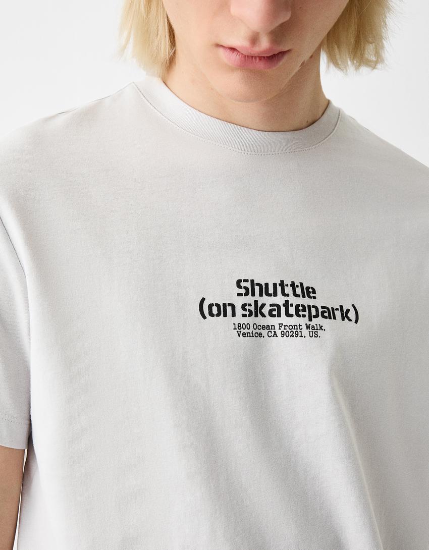 Short sleeve T-shirt with print-Grey-6