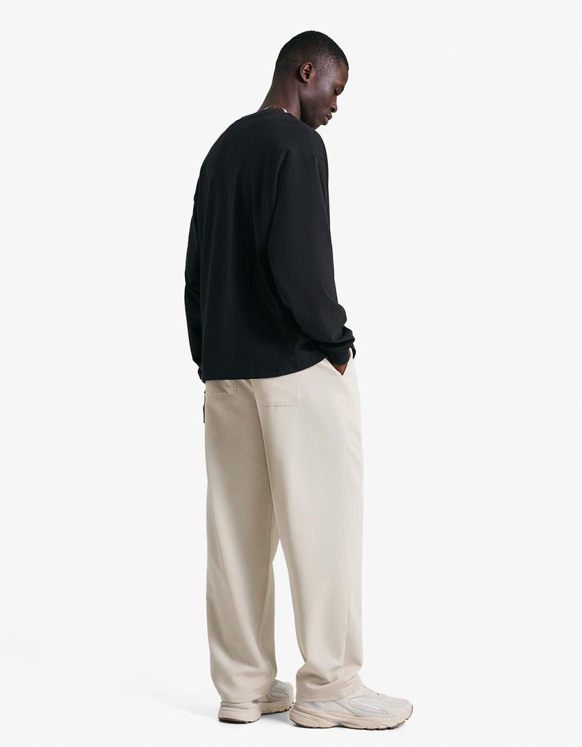 Pantalón straight jogger tailoring-Crudo