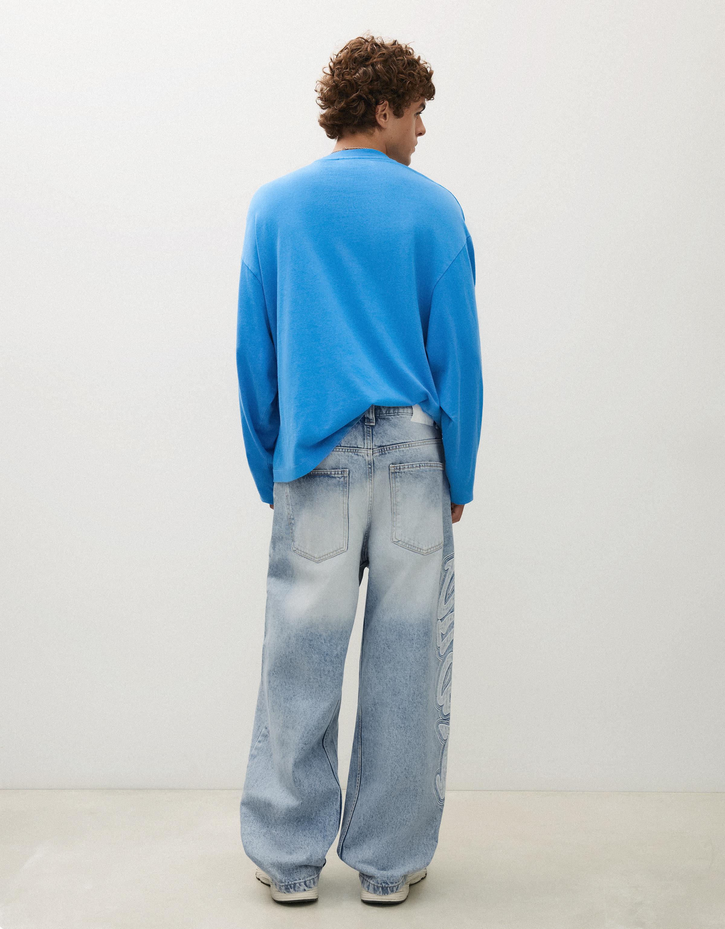 Super baggy jeans with side patches — Light blue