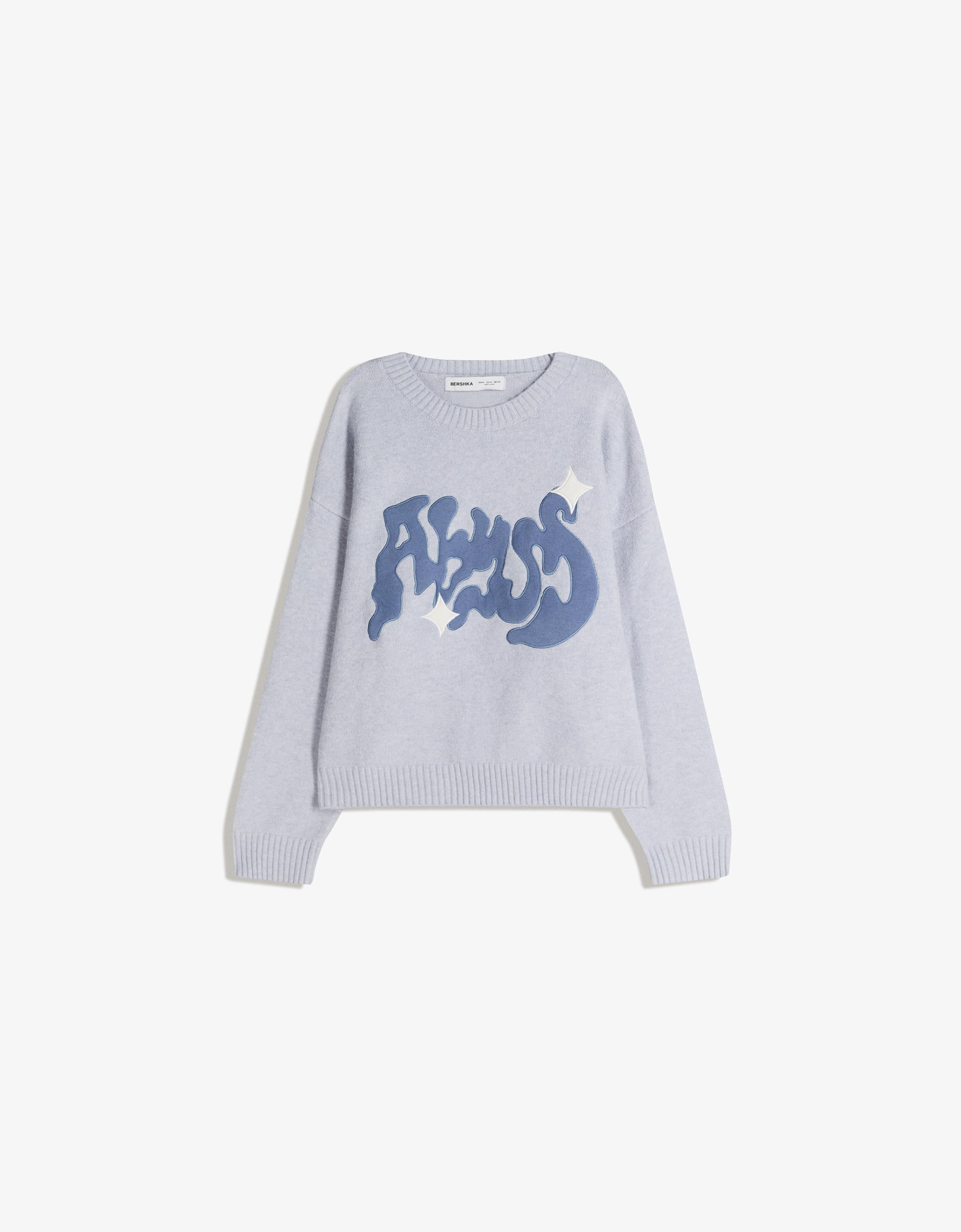 Bershka Jersey Mit Graffiti-Patch Herren Xs Blau