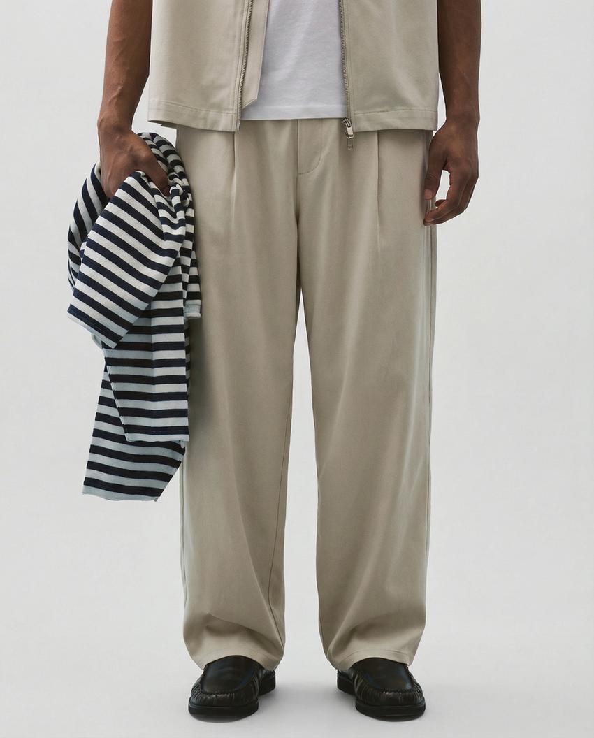Super baggy flowing trousers with darts-Stone