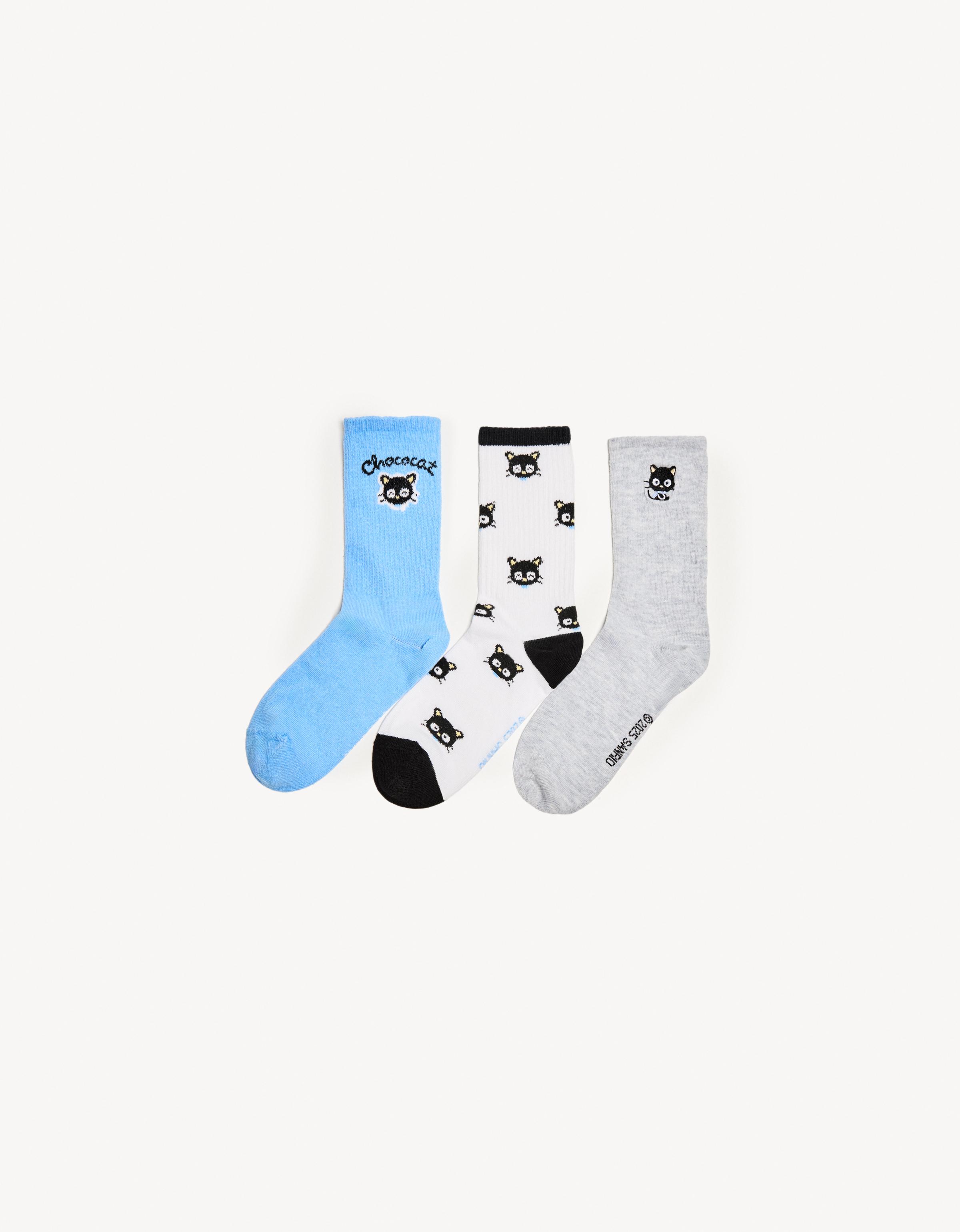 Bershka 3er Pack Socken Chococat Damen Grau