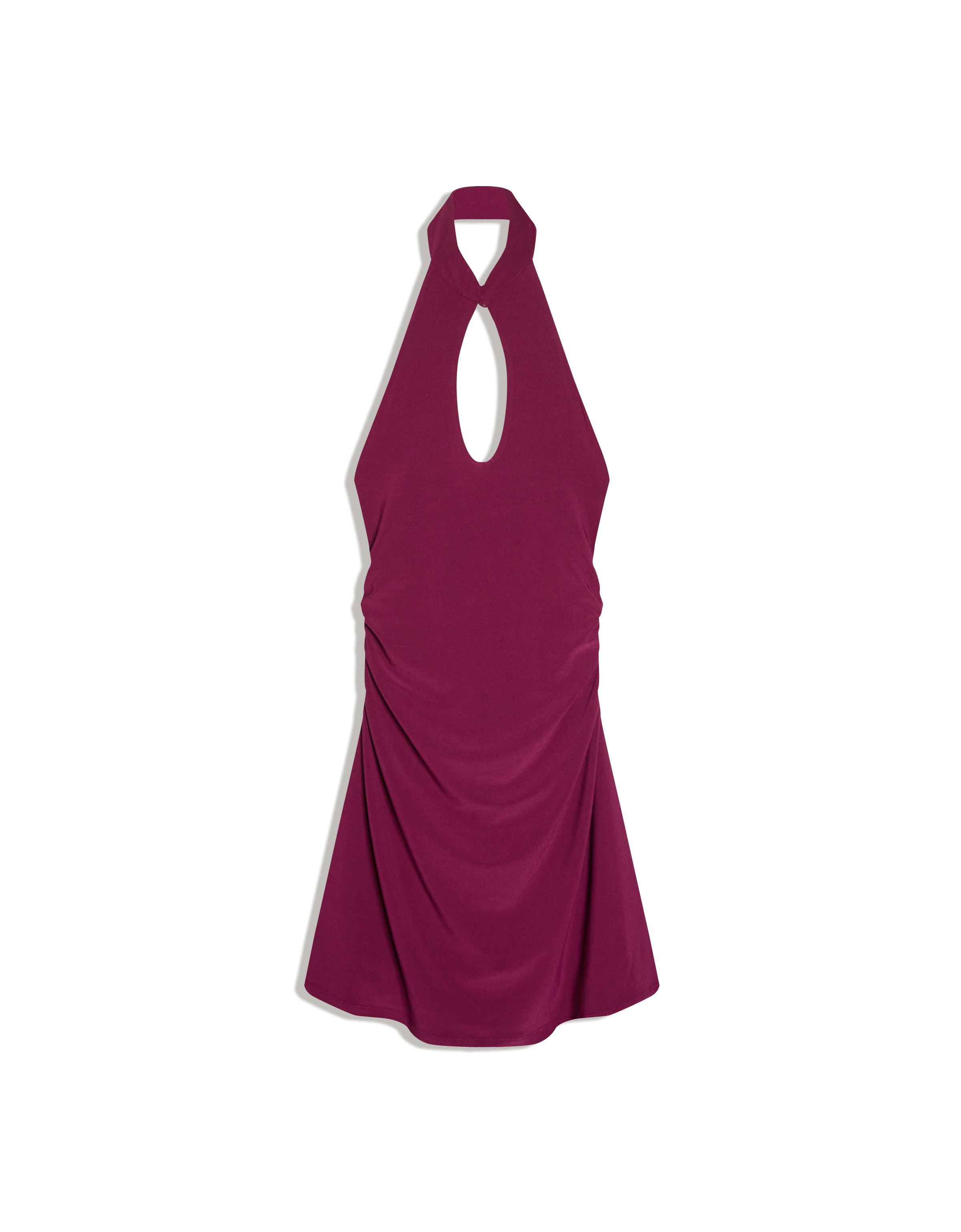 Mini halter open-neck dress — Red