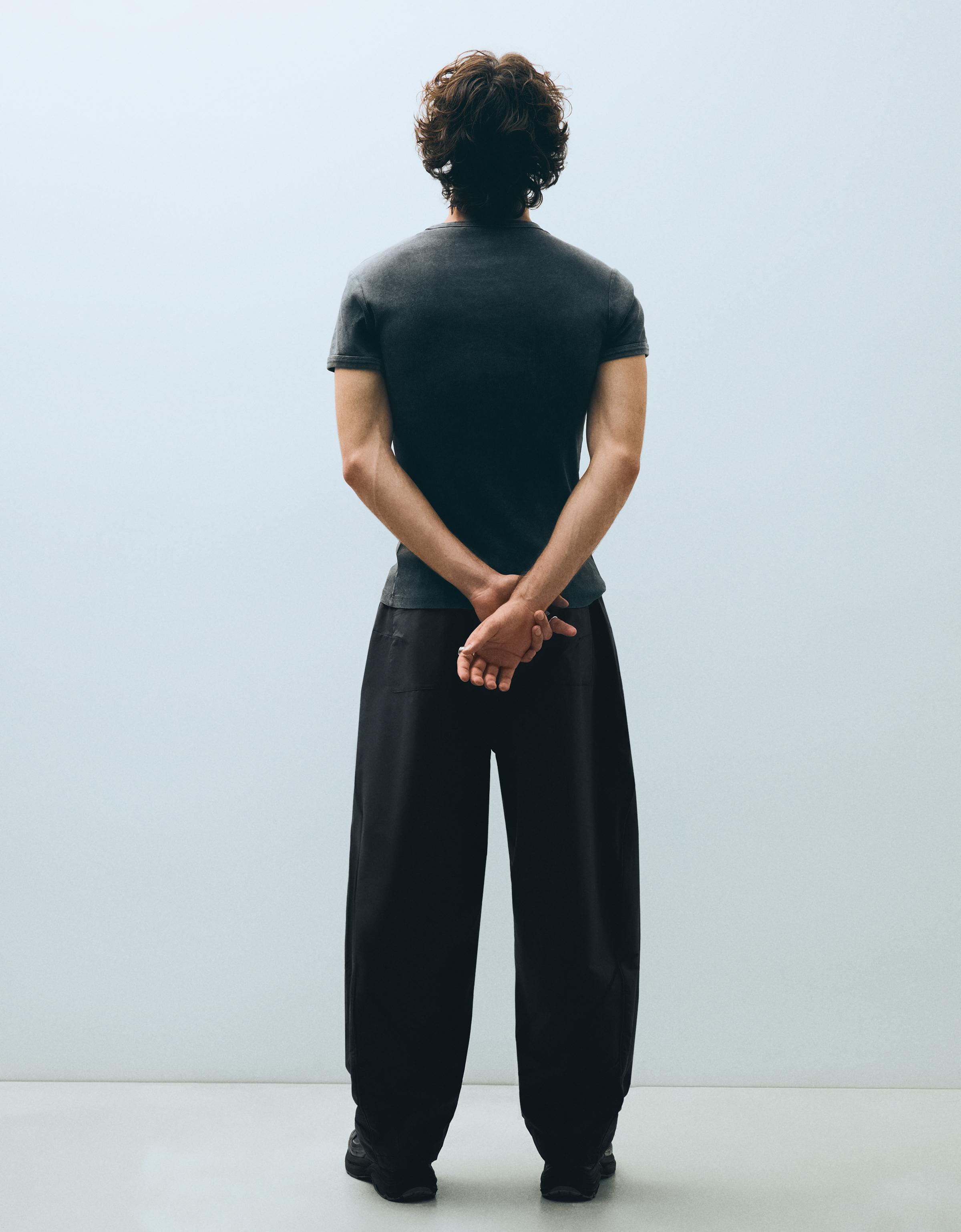 Technical barrel trousers — Dark blue