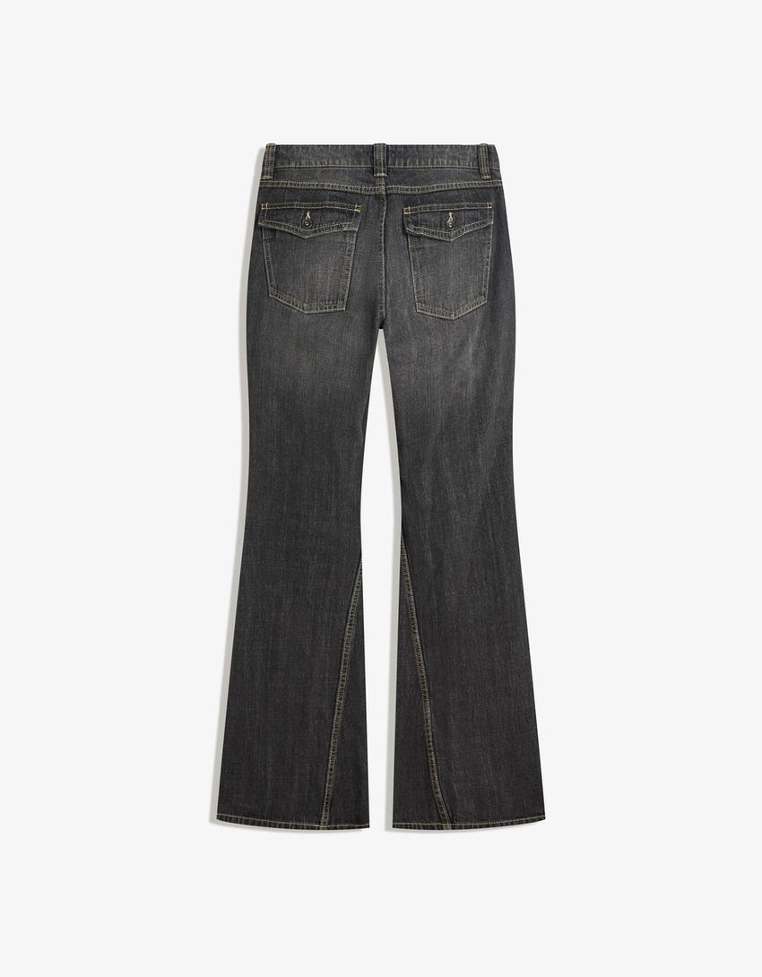 Jeansy o kroju baggy flare-Srebrny-1