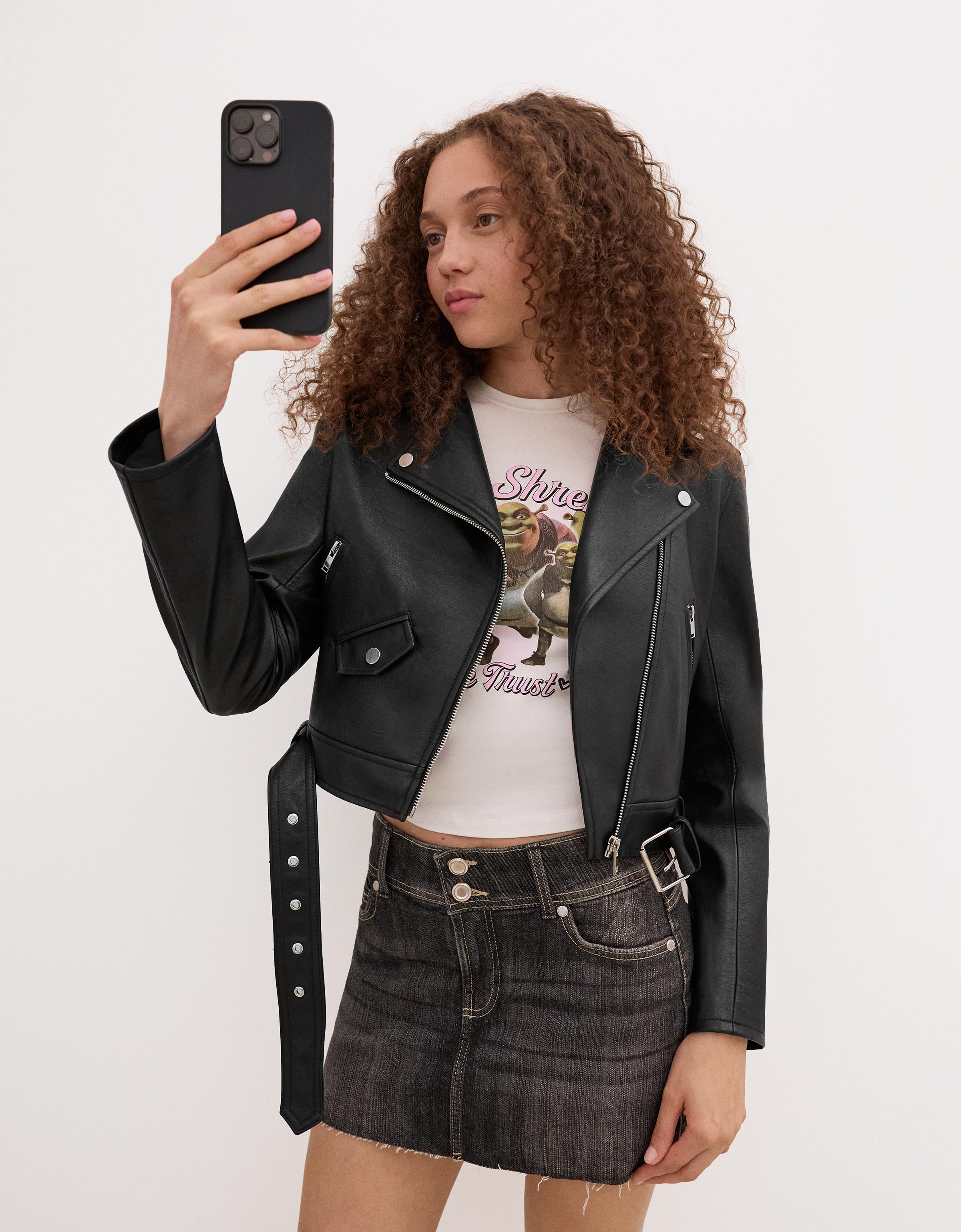Leather effect biker jacket - Jackets and blazers - BSK Teen Leather effect biker jacket - Jackets and blazers - BSK Teen