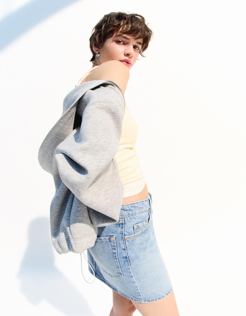 Denim mini skirt-Blue