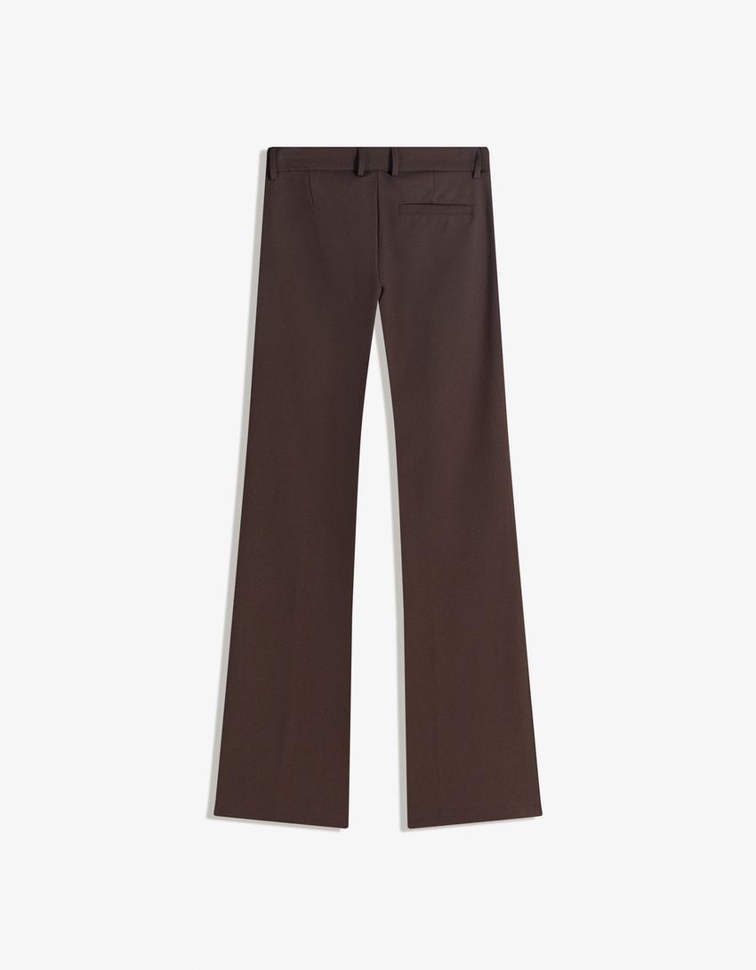 Pantalon bootcut taille basse-Marron