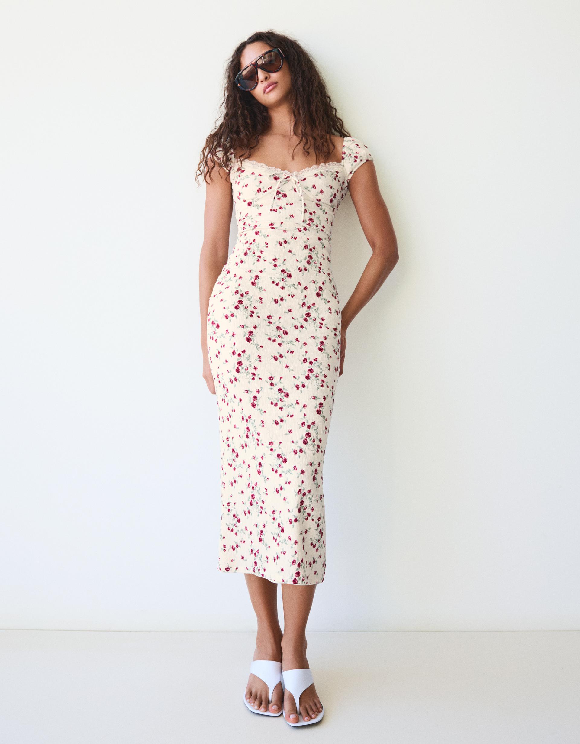 knee length dresses for ladies Clarisa Lace Midi Dress