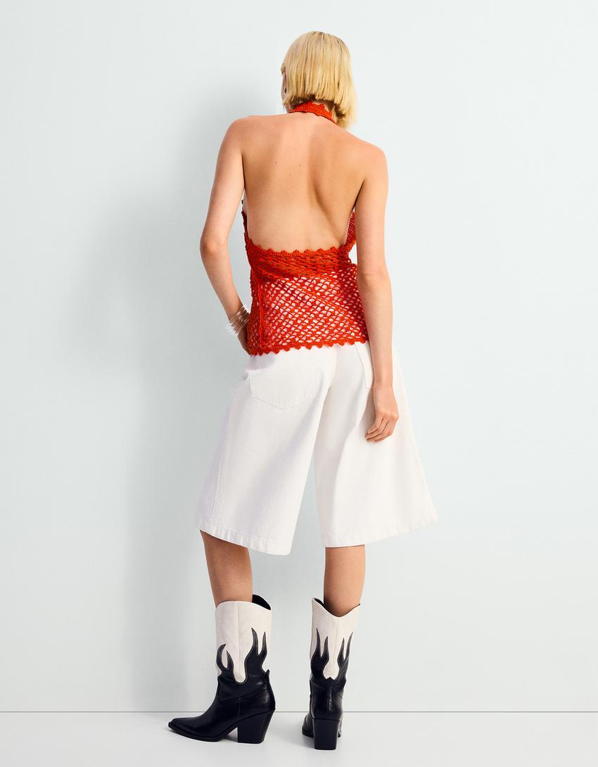 Jort bermuda baggy serge-Blanc cassé-2