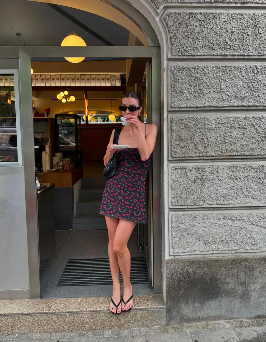 Cherry tulle mini dress-Black