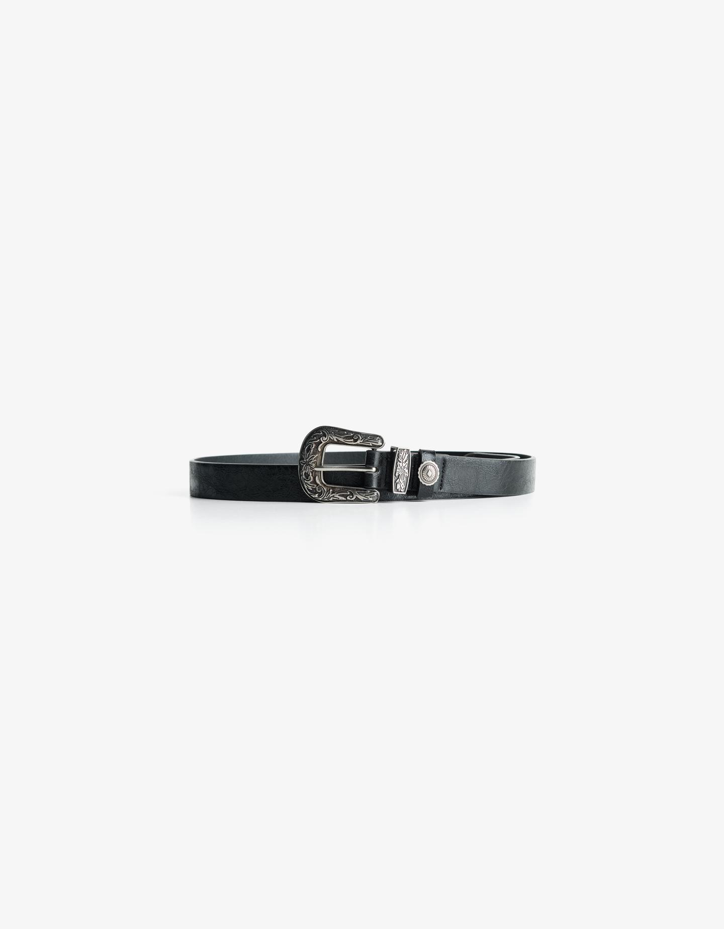 Bershka Cinturón Cowboy Hombre 85 Negro