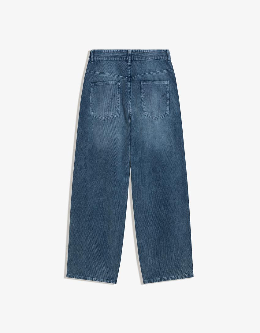 Super Baggy Cordhose-Blau