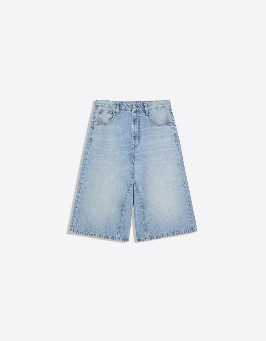 Slouchy denim Bermuda shorts