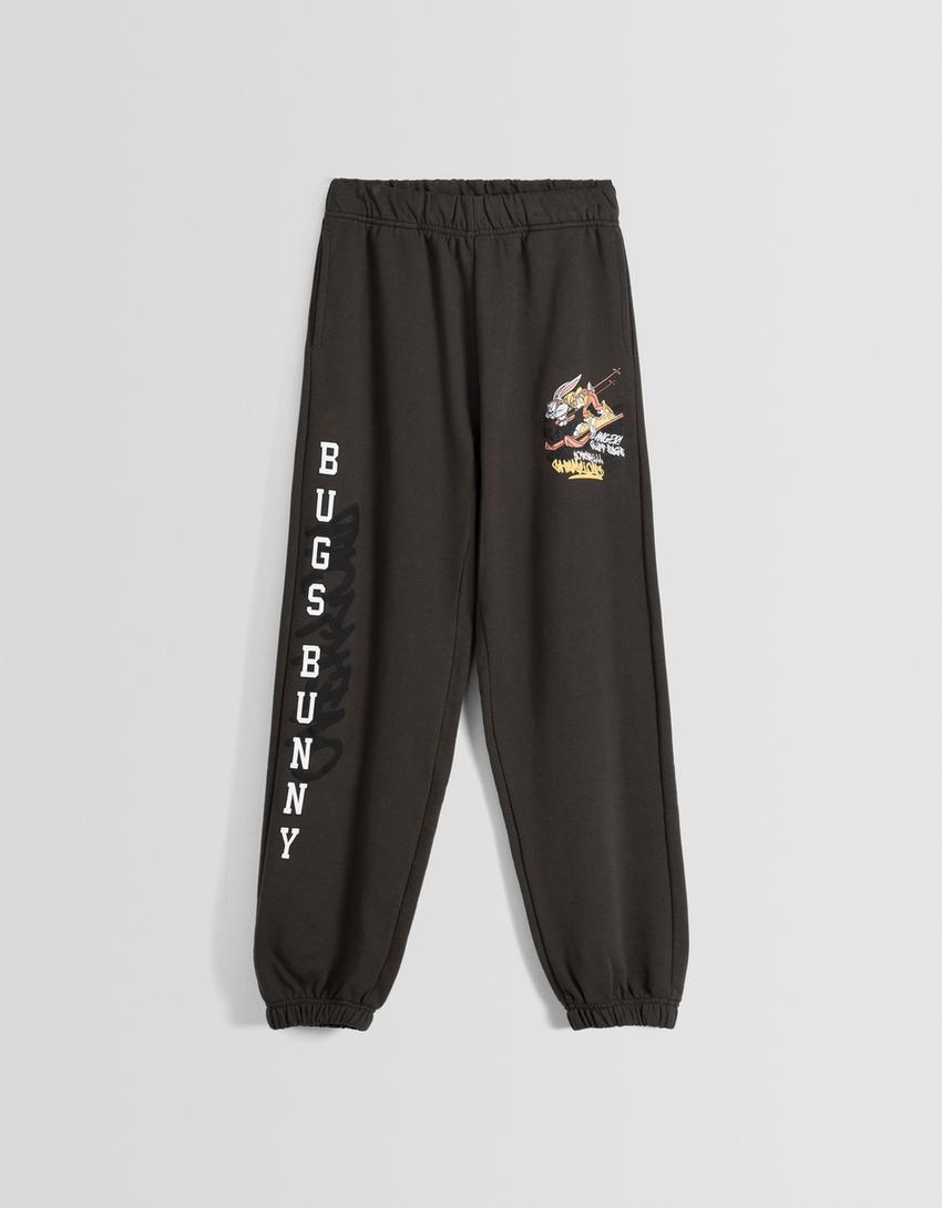 بنطال قطيفة بطبعة باغز باني-رمادي-4