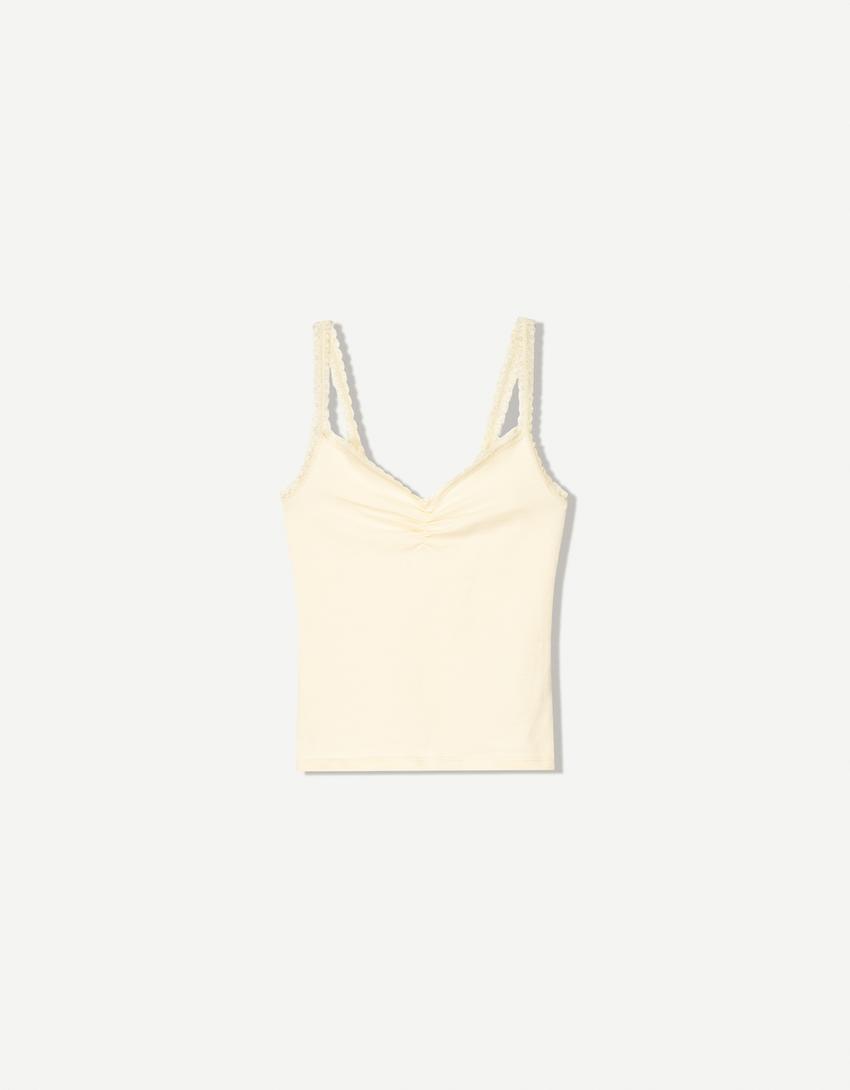 Lace top with straps-Yellow