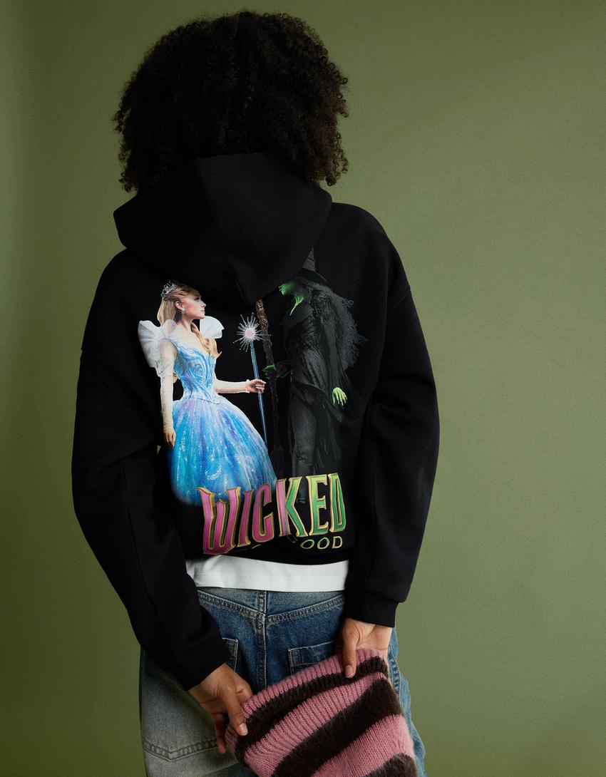 Dessuadora Wicked caputxa estampat-Negre