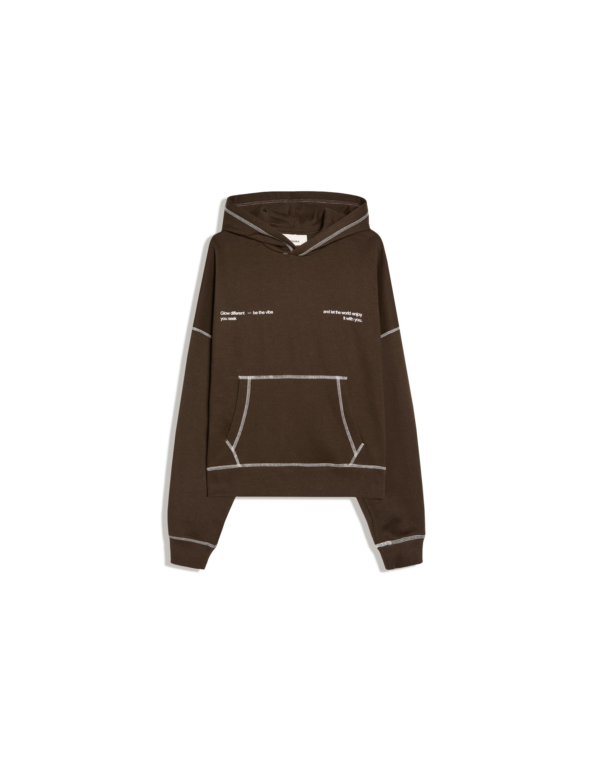 Hooded print sweatshirt — Brown