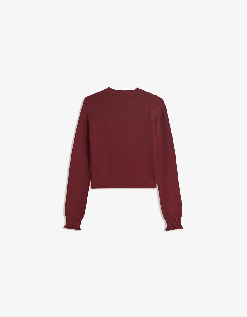 Pulover s printom-Bordo-1