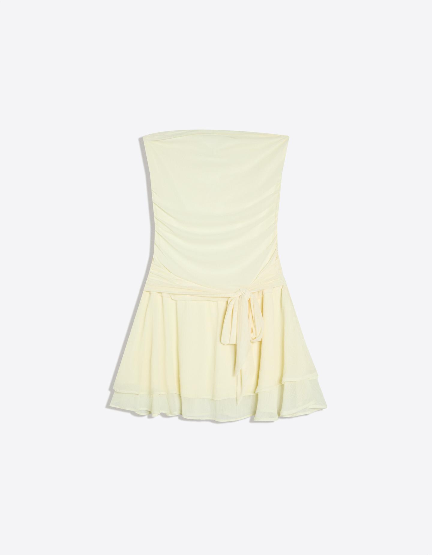 Bershka Vestito Mini A Fascia Donna S Giallo