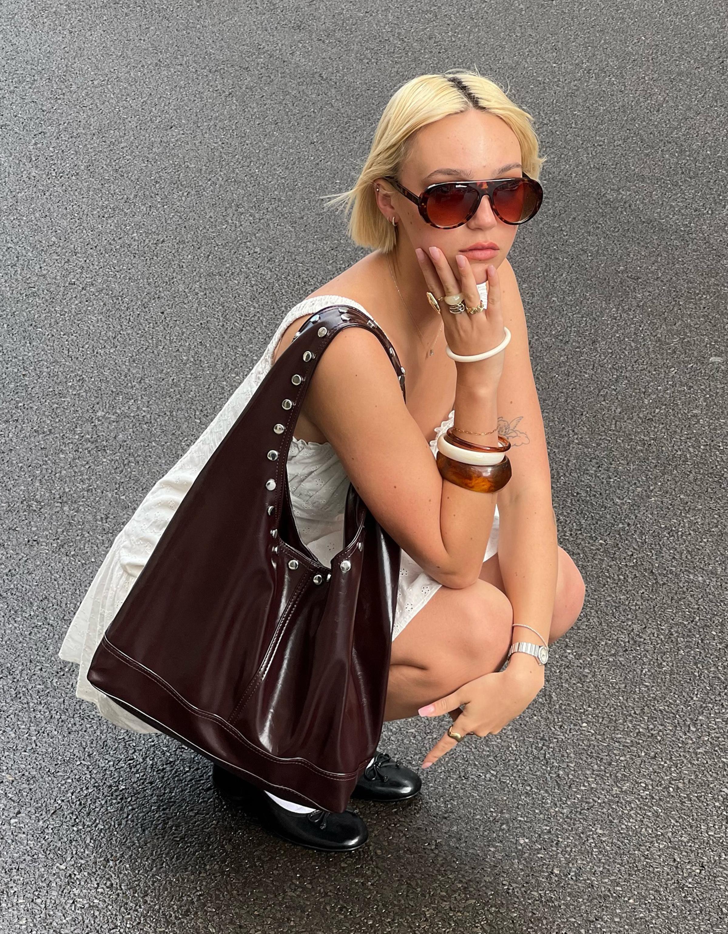 Bershka Tasche Mit Nieten Damen Braun
