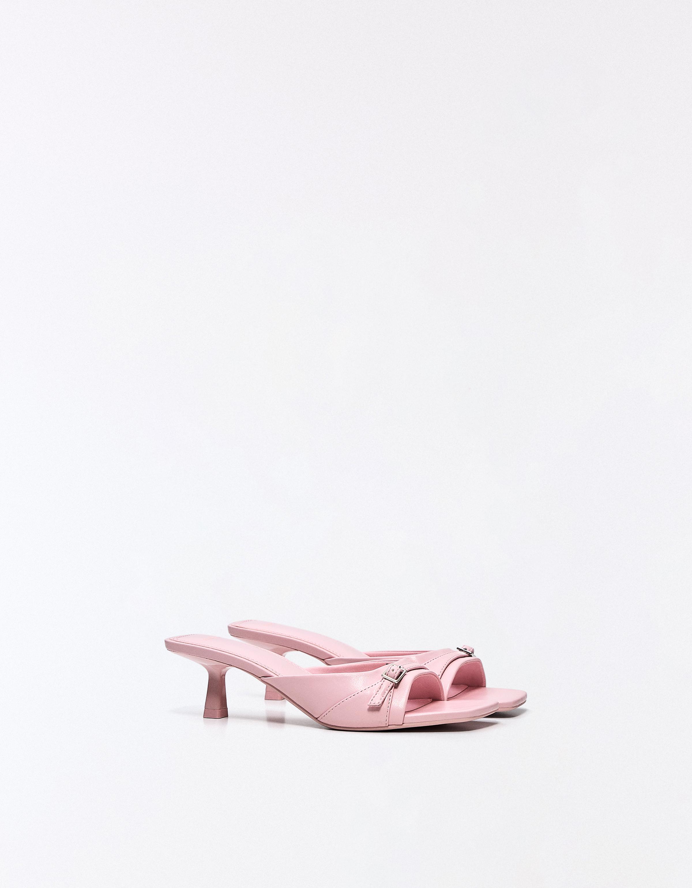 Heeled mules with buckle — PINK