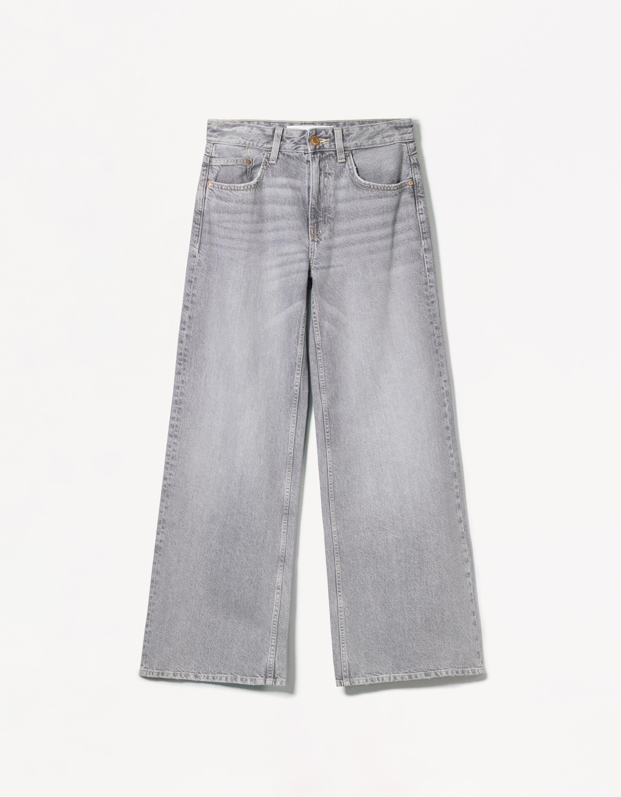 Bershka Orta bel geniş paça jean