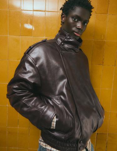 Leather effect jacket — Brown 3