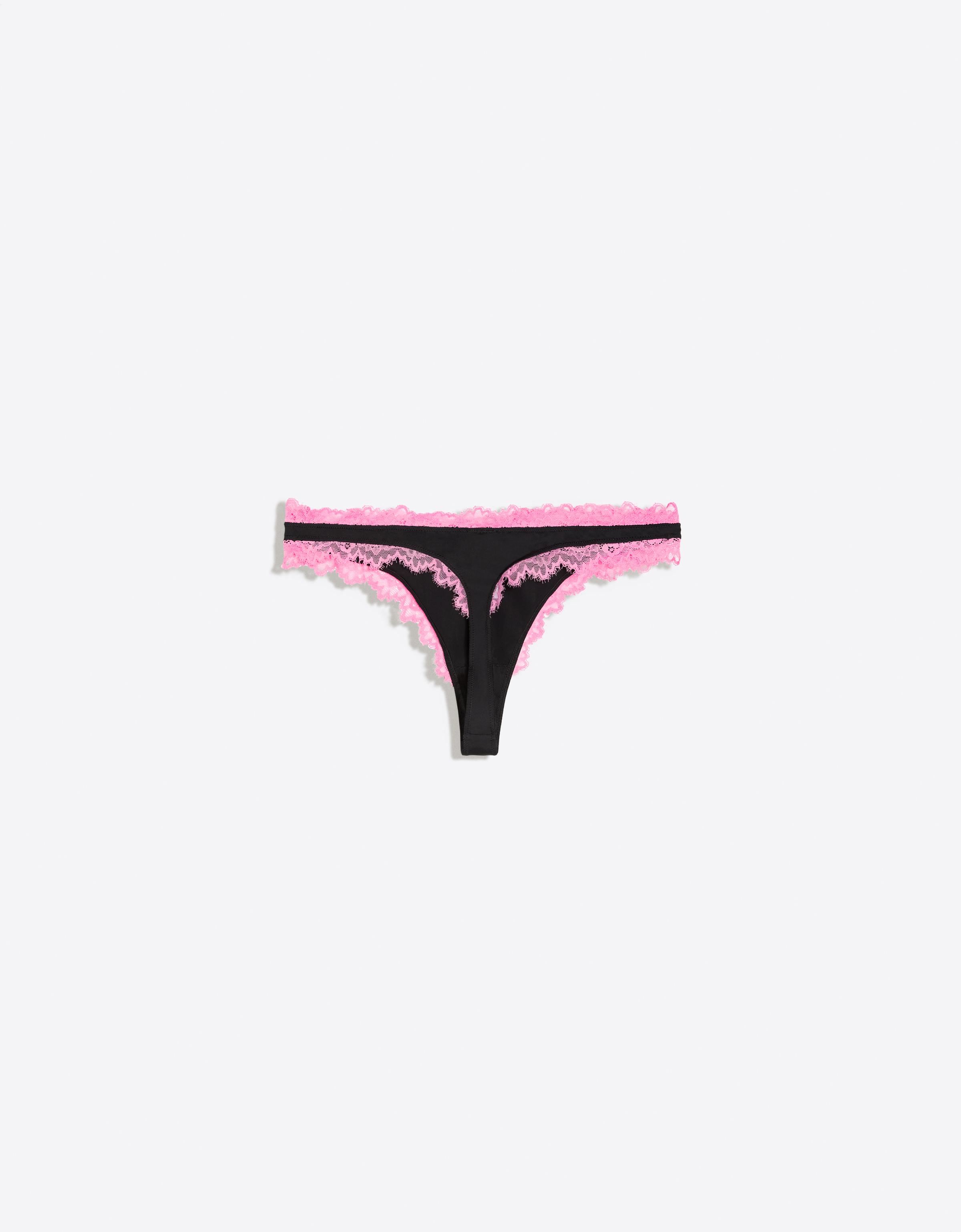 Contrast lace thong