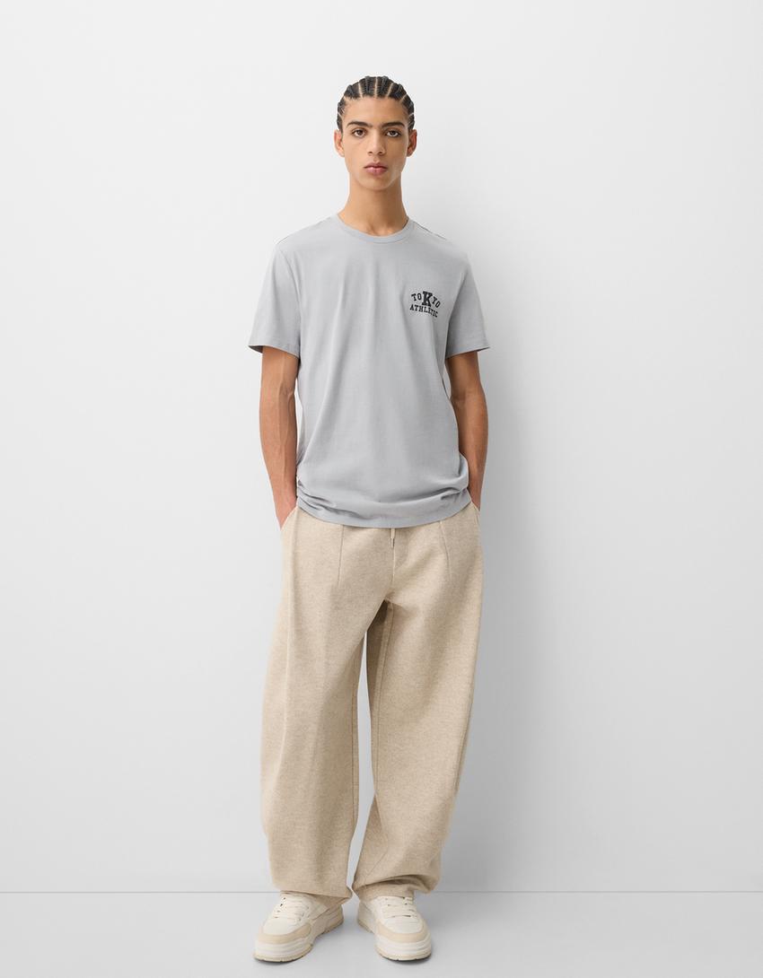 Short sleeve T-shirt with print-Grey-3