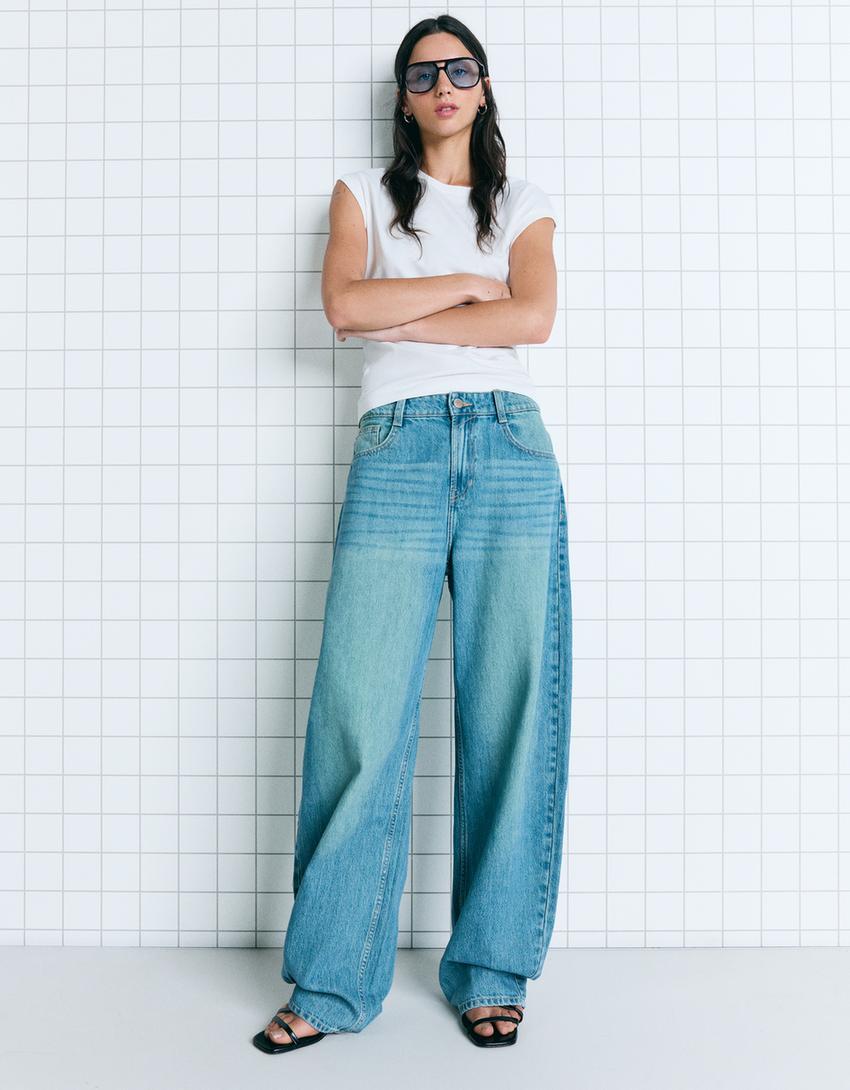 Jean barrel wide leg-Bleu lavé-2