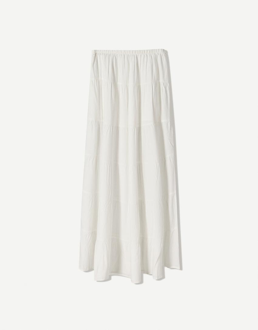 Rustic midi skirt-White-4